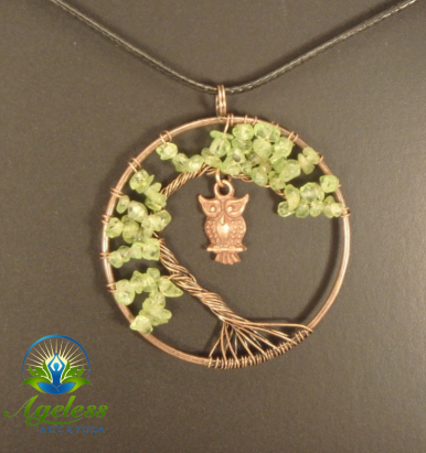 Copper Peridot Tree of Life Pendant