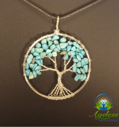 Silver Turquoise Tree of Life Pendant