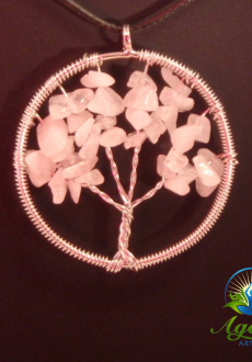 Silver Rose Quartz Tree of Life Pendant